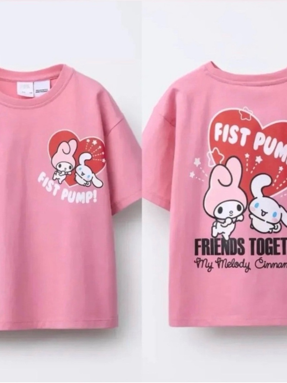 Zara Pink Graphic 'Fist Pump' Friends Tee